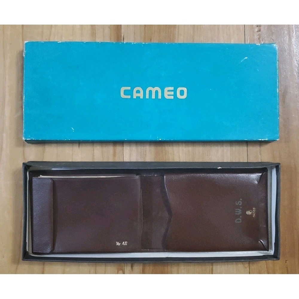 Vintage Cameo Vu-All Wallet Dark Brown Leather‎ Men's Bifold